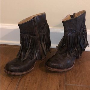 Real Leather short fringe booties